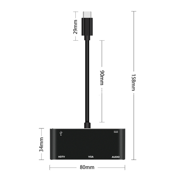 Hub cáp chuyển Type C 5 In 1 ra HDMI, VGA, USB 3.0, AUX 3.5mm, PD cực xịn Model 9573S New Firmware