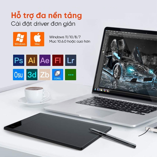 Bảng vẽ cảm ứng VEIKK A30 - KT 10x6 Inch tương thích với Android, Windows và Mac OS