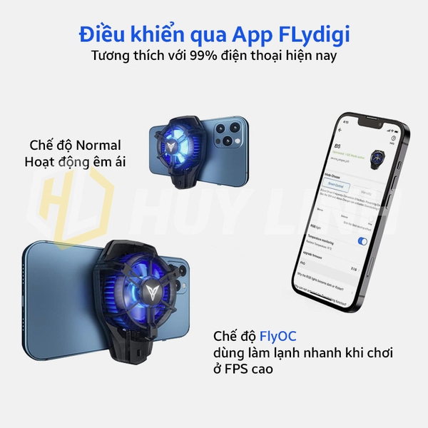 Sò lạnh kiêm quạt tản nhiệt điện thoại Flydigi B5 thế hệ mới công nghệ FlyOC có điều khiển qua App