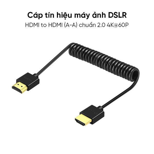 Cáp dây lò xo truyền tín hiệu cho máy ảnh 4K60P HDMI 2.0 ra màn hình phụ hoặc máy tính