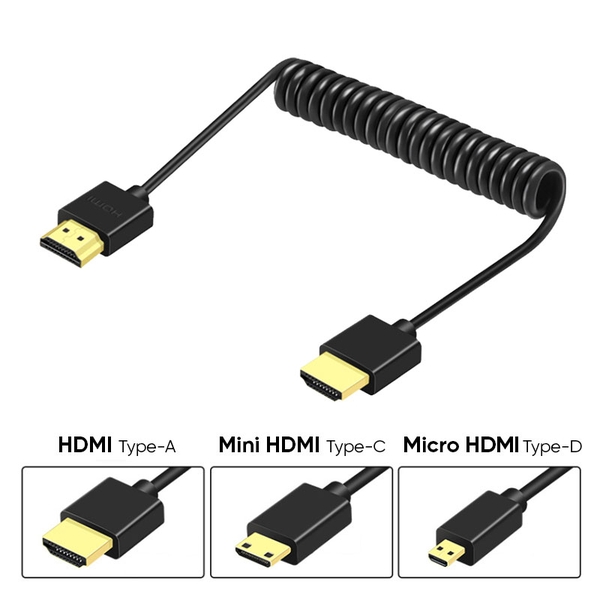 Cáp dây lò xo truyền tín hiệu cho máy ảnh 4K60P HDMI 2.0 ra màn hình phụ hoặc máy tính