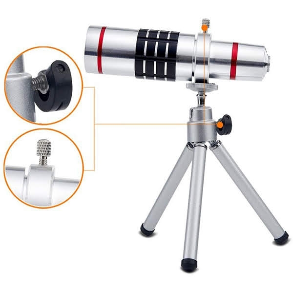 Ống kính lens camera cho điện thoại tele zoom 18x - Có tripod