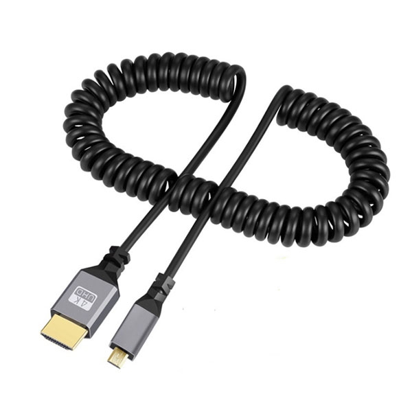 Cáp dây lò xo rút gọn truyền tín hiệu cho máy ảnh 4K60P Micro HDMI ra HDMI 2.0 0.5m kéo dài 2.4M HLAD24S