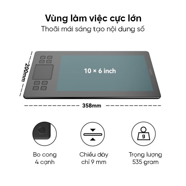 Bảng vẽ cảm ứng VEIKK A50 touchpad - KT 10x6 Inch tương thích với Android, Windows và Mac OS