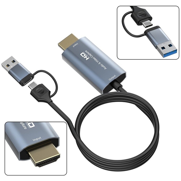 Cap HDMI Video Capture ra cổng USB3.0/Type-C dài 1.8M Model Z36B ghi hình nhanh chóng tiện lợi