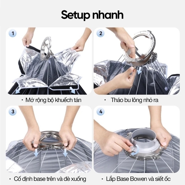 Softbox tháo lắp nhanh Ulanzi Fold DS60 60cm ngàm Mini Bowen chính hãng Grid L054 Parabolic