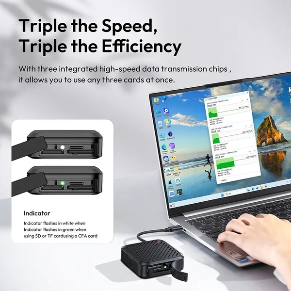 Bộ case đọc thẻ nhớ Ulanzi CRC10 tốc độ truyền tải dữ liệu 10 Gbps, chất liệu hợp kim cao cấp chính hãng