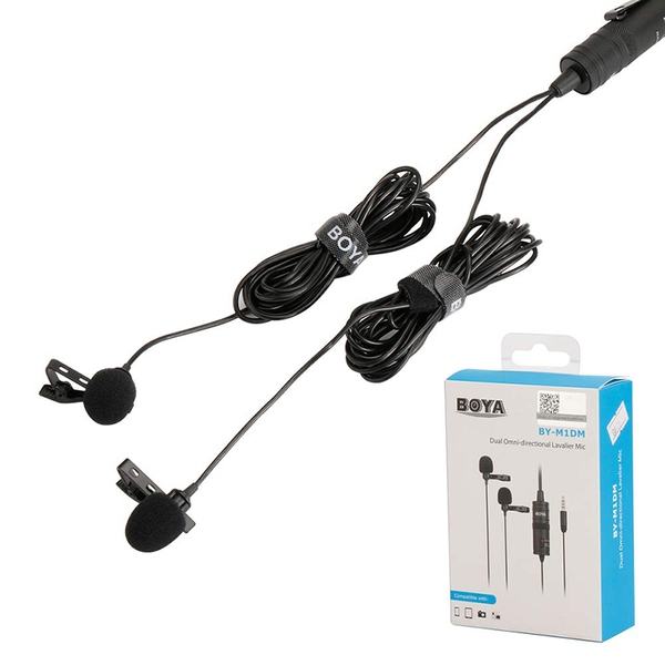 Micro ghi âm gài áo Boya BY M1DM - Dual microphone thu âm cùng lúc