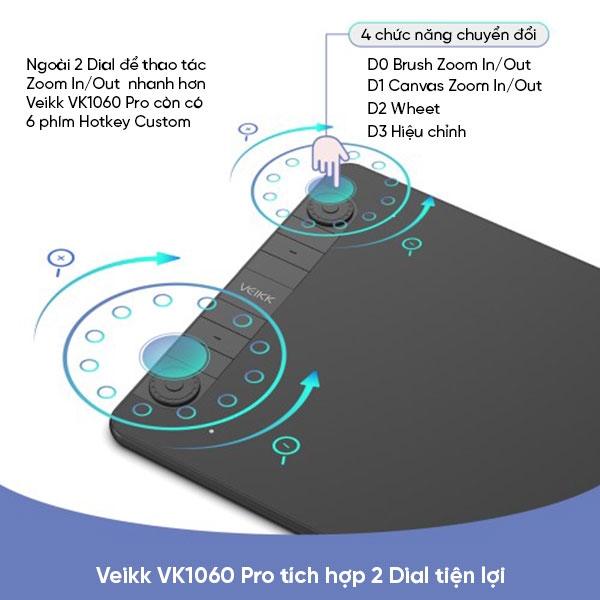 Bảng vẽ điện tử VEIKK VK1060 Pro - KT 10x6 Inch tương thích với Android, Windows và Mac OS