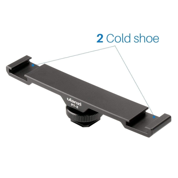 Ngàm mở rộng Ulanzi PT-2 Aluminum - 2 ngàm Cold Shoe gắn thêm đèn mic và phụ kiện