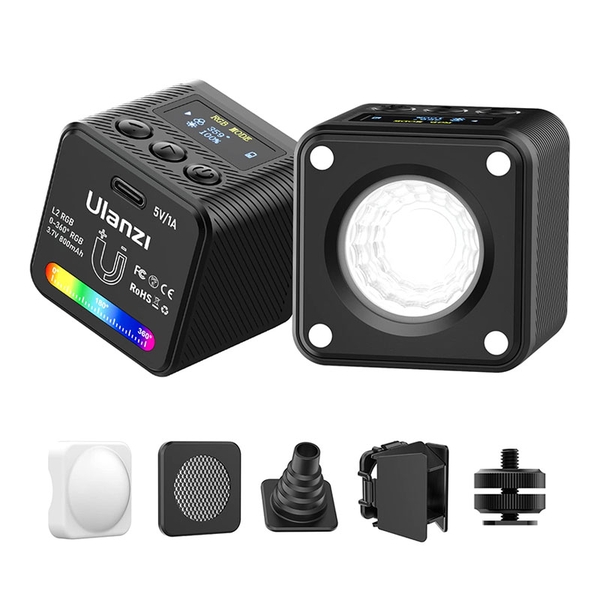 Đèn led COB Ulanzi L2 RGB dung lượng pin 800mAh tích hợp nam châm cùng 11 chế độ hiệu ứng sáng