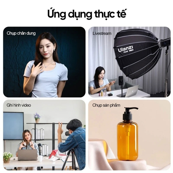 Softbox tháo lắp nhanh Ulanzi Fold DS60 60cm ngàm Mini Bowen chính hãng Grid L054 Parabolic