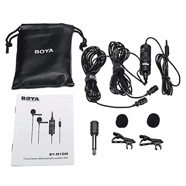 Micro ghi âm gài áo Boya BY M1DM - Dual microphone thu âm cùng lúc