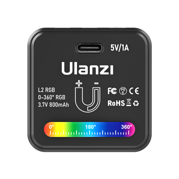 Đèn led COB Ulanzi L2 RGB dung lượng pin 800mAh tích hợp nam châm cùng 11 chế độ hiệu ứng sáng