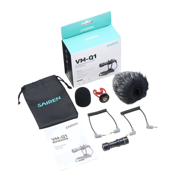 SAIREN VM-Q1 Vlog Video Microphone shortgun định hướng thu âm cho điện thoại máy ảnh