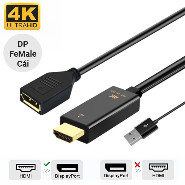 Cáp chuyển đổi tín hiệu từ HDMI to Displayport 1.8M hỗ trợ 4K60HZ H147