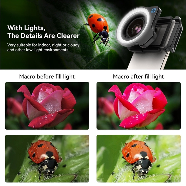 Đèn Ringlight chụp Macro Apexel FL26 LensLight Photography Pocket chính hãng