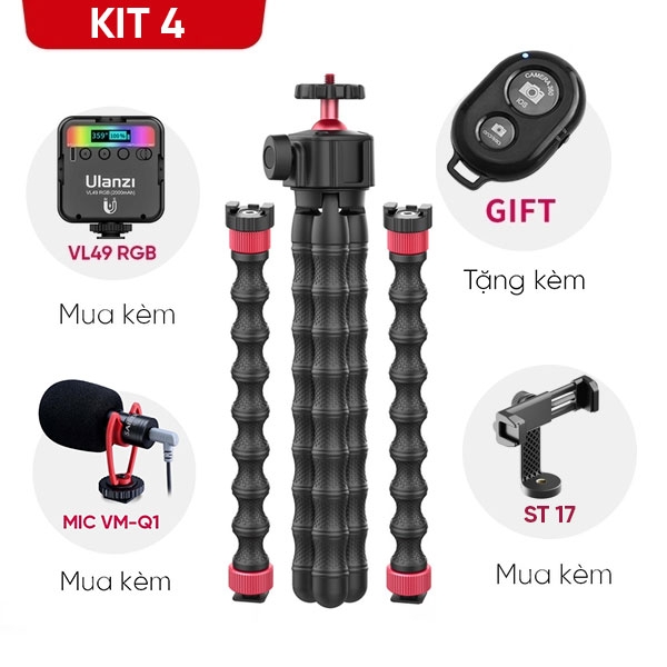 Ulanzi MT-52 Flexible Tripod chân chụp hình bạch tuộc kèm 2 tay mở rộng