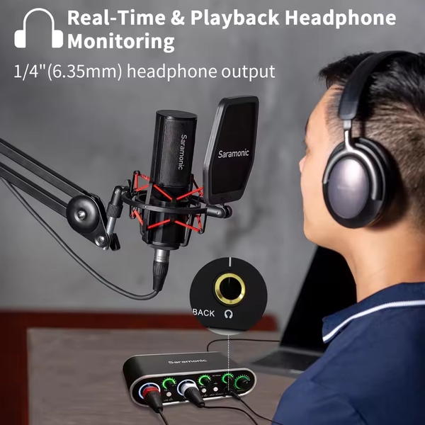 Saramonic MV Mixer dual-channel audio interface Bộ hỗ trợ thu âm USB kênh đôi chính hãng