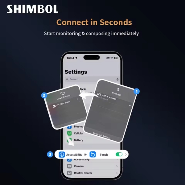 Shimbol CP5 Ultra màn hình livestream Selfie 5 inch cho iPhone 17 Series tích hợp cảm ứng chính hãng