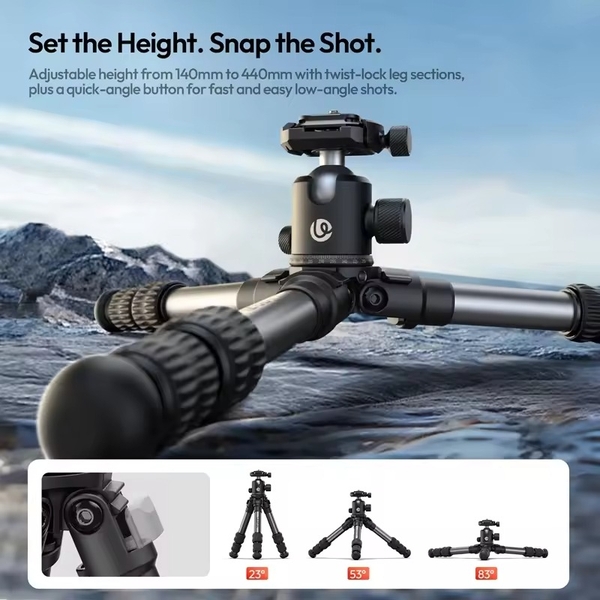 Ulanzi TT30 Chân Tripod du lịch mini tải trọng 3kg tích hợp ngàm tháo lắp nhanh UKA F38 dành cho Sony Nikon Canon Fujifilm Camera