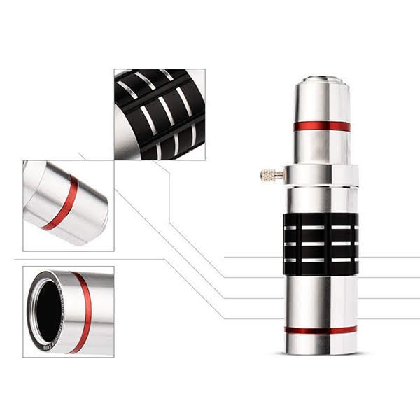 Ống kính lens camera cho điện thoại tele zoom 18x - Có tripod