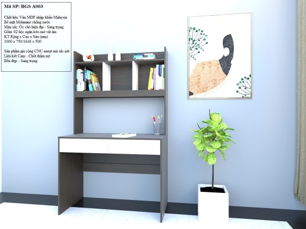 Bộ bàn học kèm giá sách có ngăn kéo BGS-A003