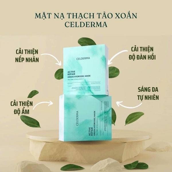 MẶT NẠ THẠCH TẢO XOẮN CELDERMA ACTIVE REPAIR GREEN HYDROGEL MASK