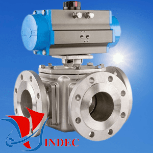 3 Way Stainless Steel, Pneumatic Actuator Double Acting Flanged