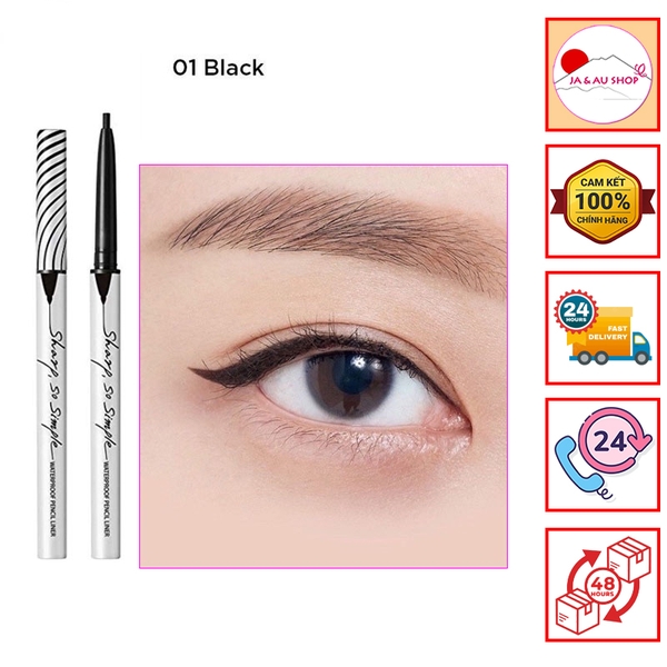 Chì Kẻ Mắt Clio Sharp So Simple Waterproof Pencil Liner #1 Black (Đen)
