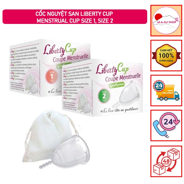 Cốc Nguyệt San Liberty Cup Menstrual Cup Size 1, Size 2
