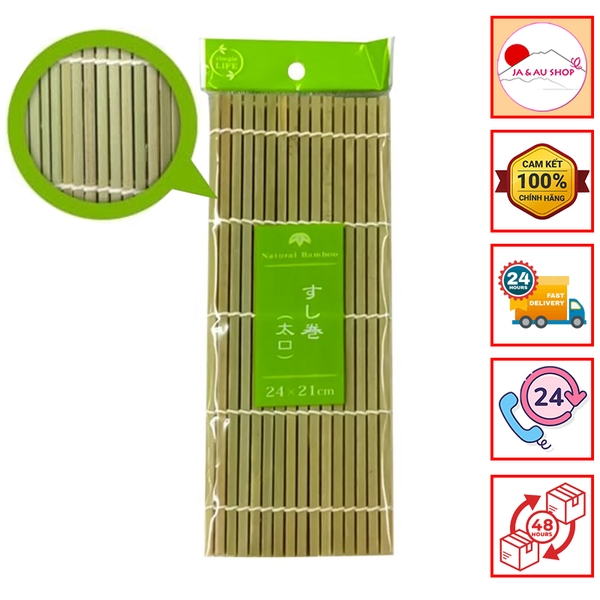 Mành cuộn Sushi bằng tre cỡ to 24x21cm Nhật Bản