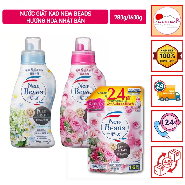 Nước Giặt Kao New Beads Hương Hoa - Chai 780g/ Túi 1.6kg