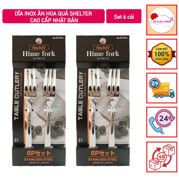 Set 6 Dĩa Inox Ăn Hoa Quả Shelter Cao Cấp Nhật Bản