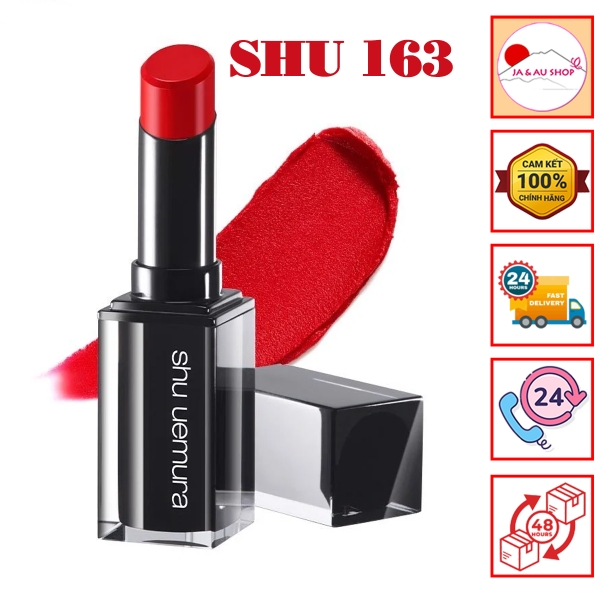 Son Shu Uemura Rouge Unlimited M RD163 Màu Đỏ Tươi Vỏ Đen 3.3ml