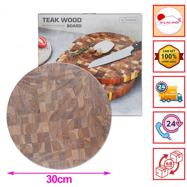 Thớt chặt gỗ Teak hình tròn Kaiyo 30x3.8cm