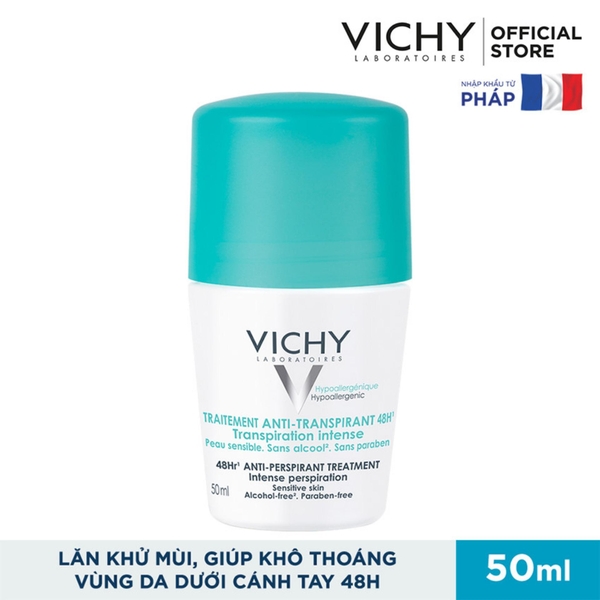 Lăn Khử Mùi Vichy Traitement Anti-Transpirant 48h (Nắp Xanh) 50ml