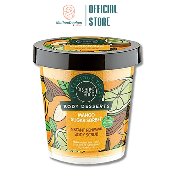 Tẩy Tế Bào Chết Toàn Thân Organic Shop Mango Sugar Sorbet Instant Renewal 450ml