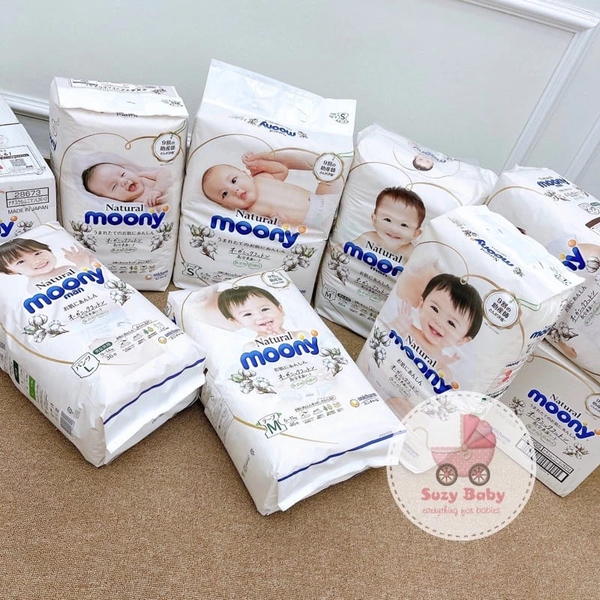 Tã bỉm MOONY NATURAL Nội Địa Nhật quần NB63/S58/M46/L36/XL32