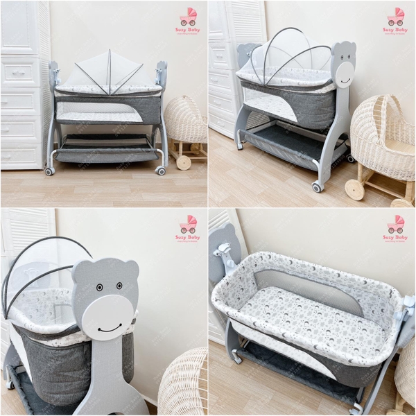 Nôi cũi khung vải umoo hình gấu UM08111