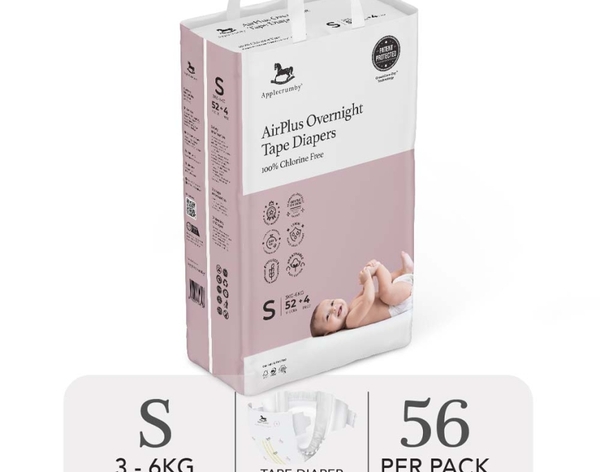 Bỉm Applecrumby đêm cho bé, tã bỉm siêu mỏng chống tràn, thấm hút tốt