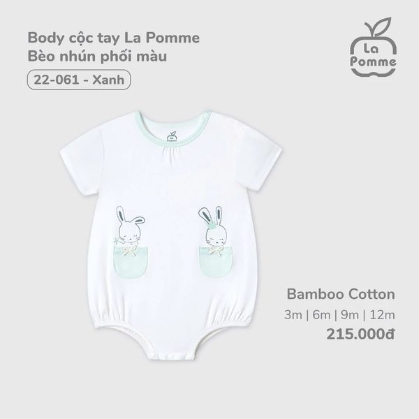 Body cộc tay Lapomme bèo nhún phối màu 3M-9M