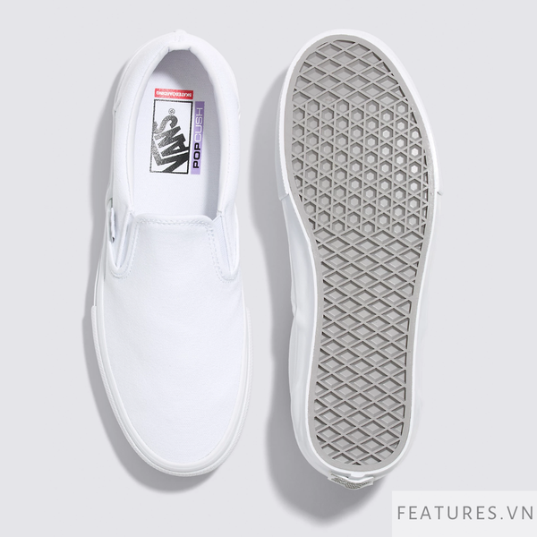 Vans Slip on Pro All White Skateboard Features Vietnam