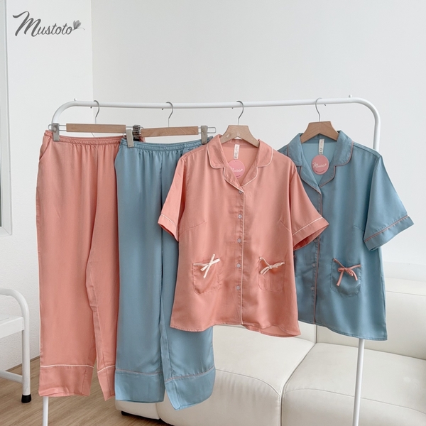 MB18 | Bộ Đồ Mặc Nhà Pijama Lụa Dài Mustoto