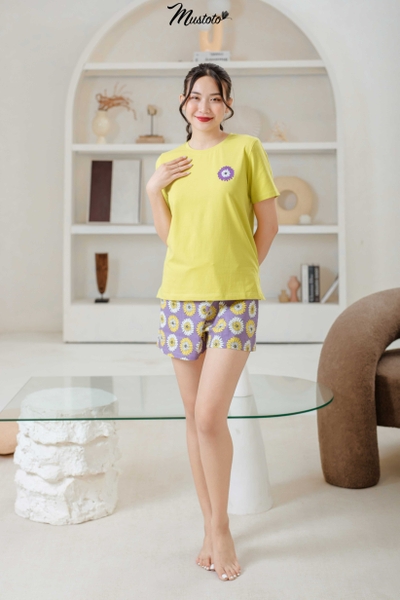 MB08 | Bộ Đồ Áo Thun Quần Đùi Linen