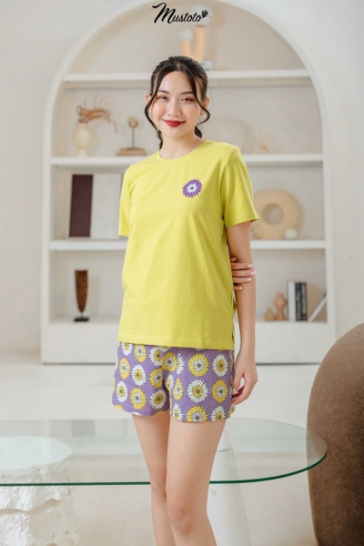 MB08 | Bộ Đồ Áo Thun Quần Đùi Linen