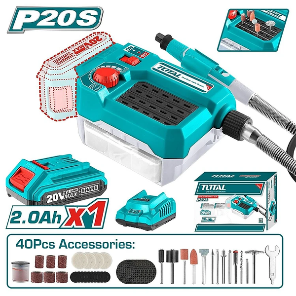 MÁY MÀI KHUÔN DÙNG PIN 20V (1 pin 2.0Ah + sạc) TOTAL TMGLI20011 - HÀNG CHÍNH HÃNG