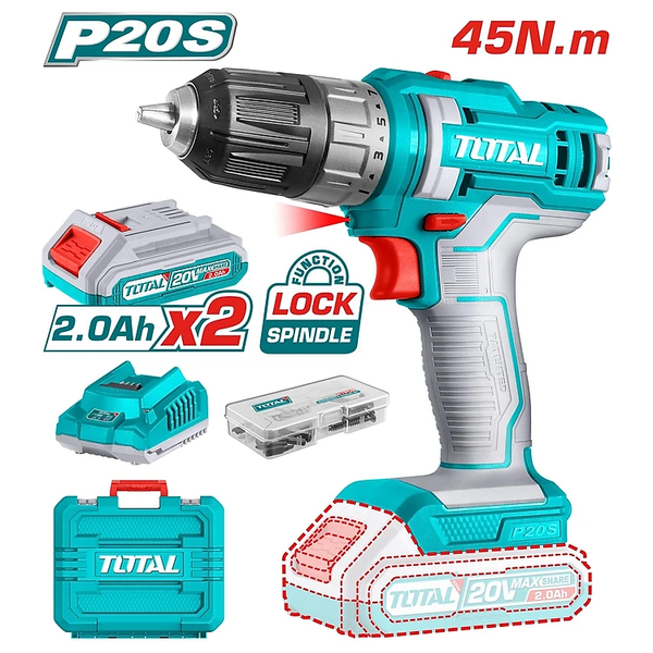 MÁY KHOAN PIN 20V (2 pin 2.0Ah + sạc)TOTAL TDLI200528 - HÀNG CHÍNH HÃNG