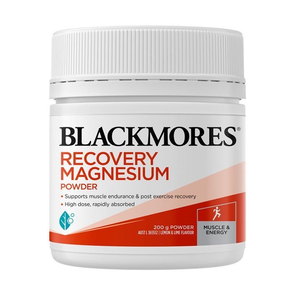 Bột uống phục hồi sức khỏe & giảm căng thẳng Blackmores Recovery Magnesium 200g