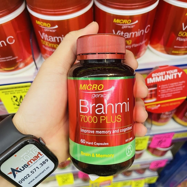 Viên uống bổ não & cải thiện trí nhớ Microgenics Brahmi 7,000mg Plus 60 viên